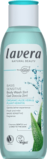 Gel doccia 2in1 Basis Sensitiv con aloe vera bio e cheratina vegetale lavera NATURKOSMETIK