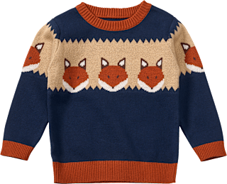 Strickpullover mit Fuchs-Muster, blau, Gr. 110 ALANA
