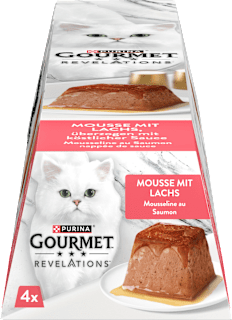 Nassfutter Katze Mousse mit Lachs, Revelations, Multipack (4x75 g) Purina Gourmet