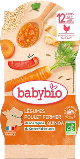 bio příkrm zelenina, kuřecí maso a quinoa 2x200 g babybio