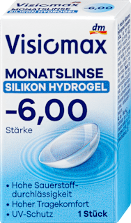 Lentilă lunară din silicon-hidrogel, putere -6,00 dioptrii Visiomax