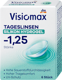 silikon-hydrogelové denní kontaktní čočky, -1,25 DP Visiomax