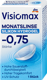 Lentilă lunară din silicon-hidrogel Dioptrie -0,75 Visiomax
