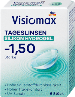 Lentile de contact zilnice din silicon-hidrogel dioptrie -1,50 Visiomax