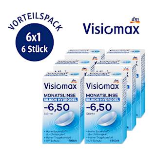 Silikon-Hydrogel Monatslinse Dioptrie -6,50 (6x1 Stück), Vorteilspack Visiomax