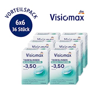 Silikon-Hydrogel Tageslinsen Dioptrie -3,50 (6x6 Stück), Vorteilspack Visiomax