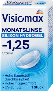 Mesečna kontaktna leča Silikon Hydrogel, dioptrija -1,25 Visiomax