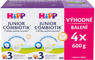 pokračovací mléčná kojenecká výživa 3 Junior Combiotik 12m, 4x600g HiPP