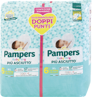 Pannolini Baby-dry taglia 6 XL Bipacco Pampers