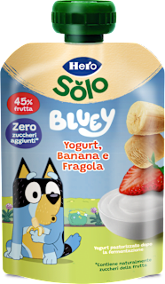 Pouch Bluey yogurt, banana e fragola Hero Solo