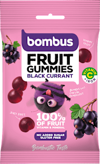 ovocné kousky Fruit Gummies s příchutí černý rybíz bombus