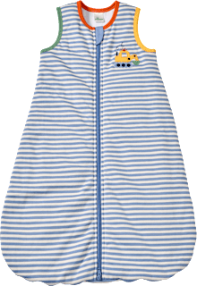 Schlafsack 2 TOG mit Streifen-Muster & Bagger-Applikation, blau, 90 cm ALANA