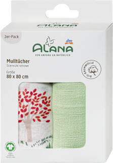 Mulltücher mit Wald-Motiv, grün, 80 x 80 cm ALANA