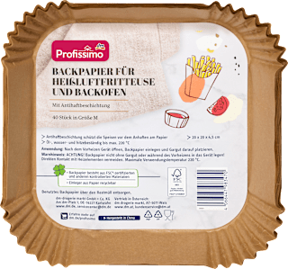 Backpapier für Heißluftfritteuse und Backofen Gr. M Profissimo