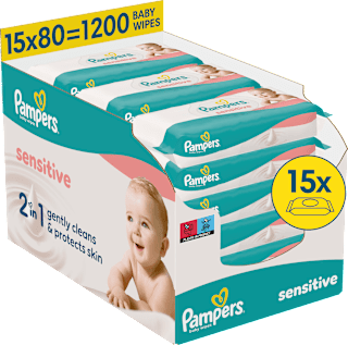 Vlhčené utierky Sensitive 2v1, 15 x 80 Pampers