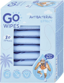 Vlhčené utierky s antibakteriálnym efektom GO WIPES