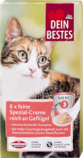 Katzenleckerli Cremesnack reich an Geflügel, Spezial Niere (6x16 g) Dein Bestes