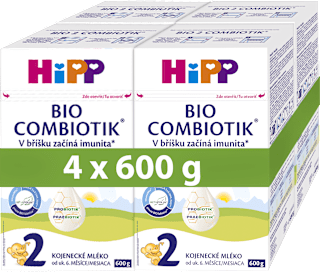 BIO pokračovací mléčná kojenecká výživa 2 Combiotik 6m, 4 x 600g HiPP