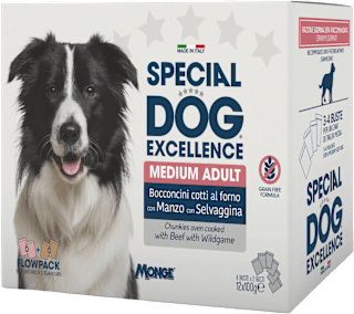 Multi pakiranje mokre hrane za odrasle pse srednjih pasem Divjačina + Govedina, 12x100 g SPECIAL DOG EXCELLENCE