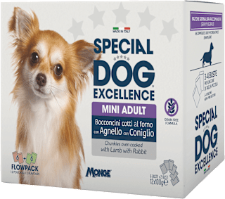 Multi pakiranje mokre hrane za odrasle pse malih pasem Jagnjetina + Zajec, 12x100 g SPECIAL DOG EXCELLENCE