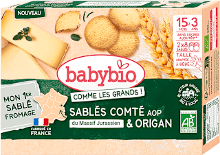 sušenky se sýrem Sablé Comté a oregánem babybio