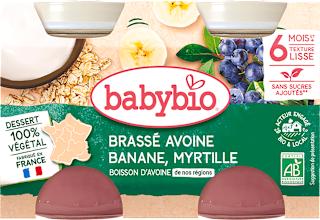 příkrm ovesné mléko, banán a borůvka 2x130 g babybio