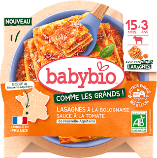 příkrm boloňské lasagne s farmářským hovězím masem babybio