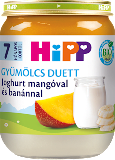 Bio bébidesszert joghurt mangóval és banánnal, 7 hónapos kortól HiPP