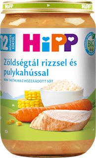 Bio gyerekmenü zöldségtál rizzsel és pulykahússal 12 hónapos kortól HiPP
