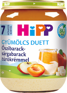 Bio bébidesszert őszibarack - sárgabarack-túrókrémmel, 7 hónapos kortól HiPP