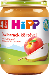 Bio bébidesszert őszibarack- körte gyümölcspüré 4 hónapos kortól HiPP