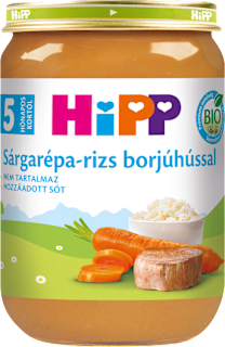 Bio bébimenü sárgarépa-rizs borjúhússal 5 hónapos kortól HiPP