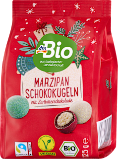 Praline di marzapane Bio ricoperte di cioccolato fondente Bio dmBio
