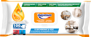 Șervetele umede dezinfectante bicarbonat și portocale Hygienium