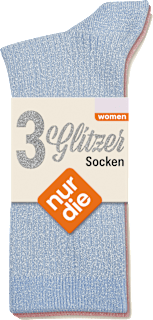 Socken mit Ripp-Struktur & Glitzer rosa + blau + weiß Gr. 39-42 nur die