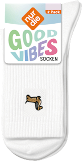 Crew Socken mit Dackel-Motiv weiß Gr. 39-42 nur die