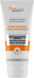 Krem do rąk i paznokci odżywczy, wosk pszczeli i olej makadamia anida pharmacy MEDISOFT