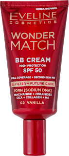 WONDER MATCH BB krema AI FILTER + FUTURE CARE, SPF50 - 02 Vanilla EVELINE COSMETICS