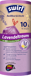 Müllbeutel 10 l mit Zugband & Lavendelduft Swirl