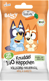 Kindersnack Bluey Vollkorn-Haferriegel Apfel & Karotte ab 12 Monaten PURE & FUN