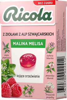 Cukierki z ziołami z alp szwajcarskich Malina Melisa Ricola