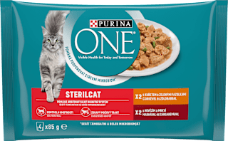 Sterilised kapsičky pro kočky kuře, hovězí ve šťávě 4x85g PURINA GOURMET