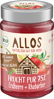 Fruchtaufstrich, Frucht Pur Erdbeere & Rhabarber 75% Frucht ALLOS