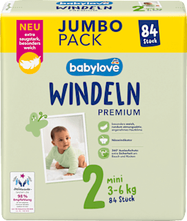 Pannolini premium taglia 2 mini (3-6 kg), confezione Jumbo babylove