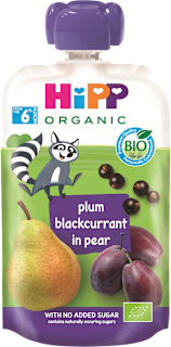 Hippis bio sadni žepek hruška-sliva-črni ribez, od 6. meseca HiPP