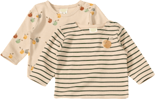 Langarmshirts mit Apfel-Motiv, beige + grün, Gr. 56 ALANA