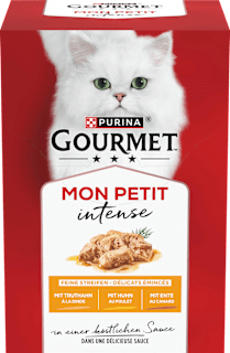 Nassfutter Katze mit Geflügel, Mon Petit intense, Multipack (6x50 g) Purina Gourmet