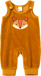 Overall aus Velours mit Mitwachsfunktion & Fuchs-Motiv, braun, Gr. 74 ALANA