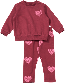 Set mit Sweatshirt und Hose mit Herz-Muster, rot, Gr. 104 ALANA