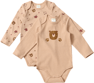 Bodys Langarm mit Bären-Motiv, beige, Gr. 98/104 ALANA